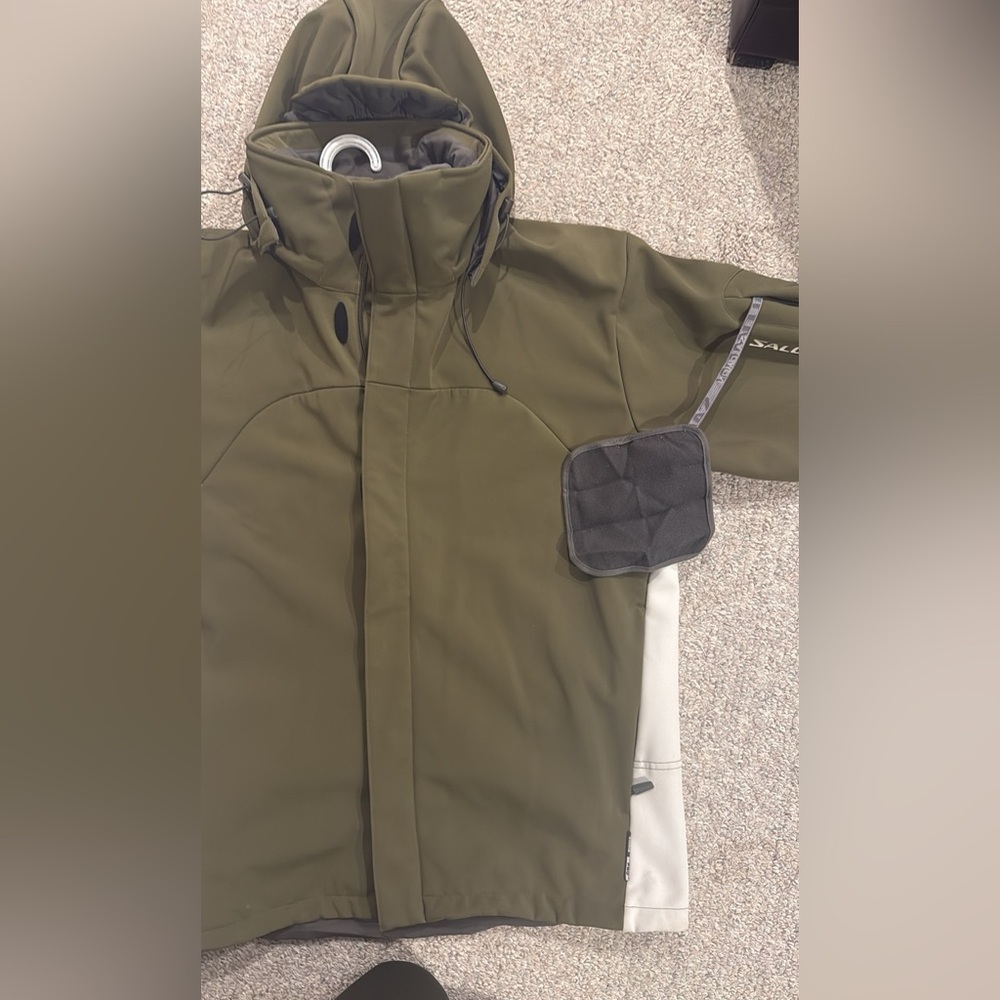 Salomon Clima Pro Men’s Ski Jacket Olive/White Size L Waterproof - Picture 9 of 15